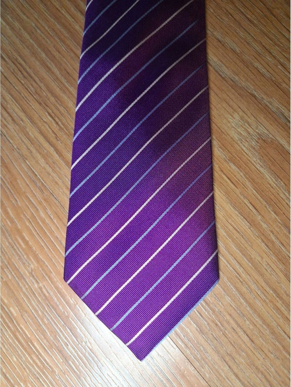 Hugo Boss Silk Tie Purple Multicolor Striped Made in Italy